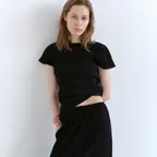 Pleats Short Sleeve Top - Black
