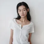 [4차/예약배송] Scoop button t-shirt (ivory)