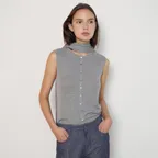 Bilo Button Sleeveless + Muffler Set (Gray)