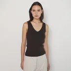 Sanne V Neck Sleeveless Knit (Brown)