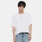 실크 린넨 라운드 티셔츠 소프트화이트