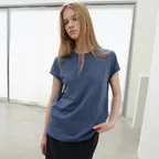 Boyfit Cap Sleeve T-shirt - Teal Blue