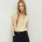 Boyfit Cap Sleeve T-shirt - Cream Butter
