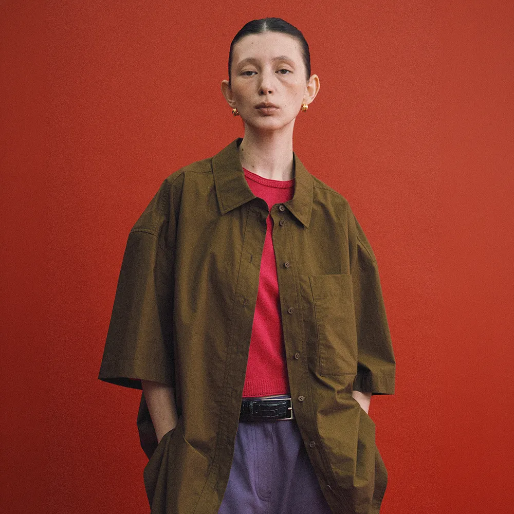 COTTON HALF SLEEVE SHIRT (KHAKI)