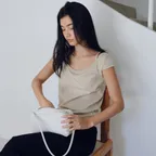 Scoop neck strap t-shirt_3colors