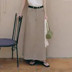 [2차] Harri Fringe Maxi Skirt (Dusty Olive)