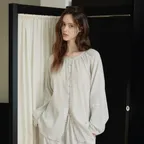 Sheer Shirring Blouse_Mint Gray