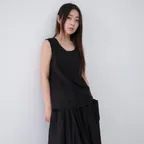 pintuck shirring blouse (black)