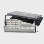GLASS BOX W/RECYCLE STEEL LID Jewelry Double