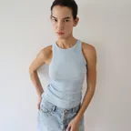 Slub Ribbed Tank_Sky Blue