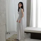 Cloud Shirring Skirt_Light Grey