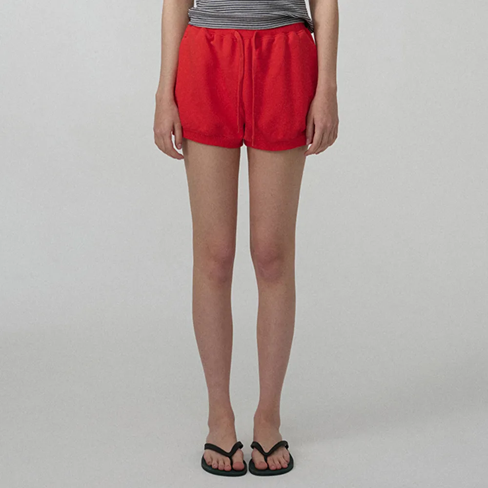 Belen Sweat Drawstring Shorts_Red