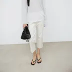 Cropped Slim Pants (Ivory / Black)