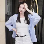 Loose Fit Stripe See-Through Shirt_Sky Blue