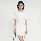 아르멜 오버사이즈 벨티드 미니 드레스_화이트 / ARMELLE OVERSIZED BELTED MINI DRESS_WHITE