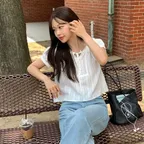 [규진 PICK] RIBBONED SHIRRING BLOUSE OFF WHITE_UDBL6B224OW