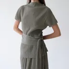[2nd]Pleated Wrap Top Gray