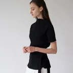 [3rd]Pleated Wrap Top Black