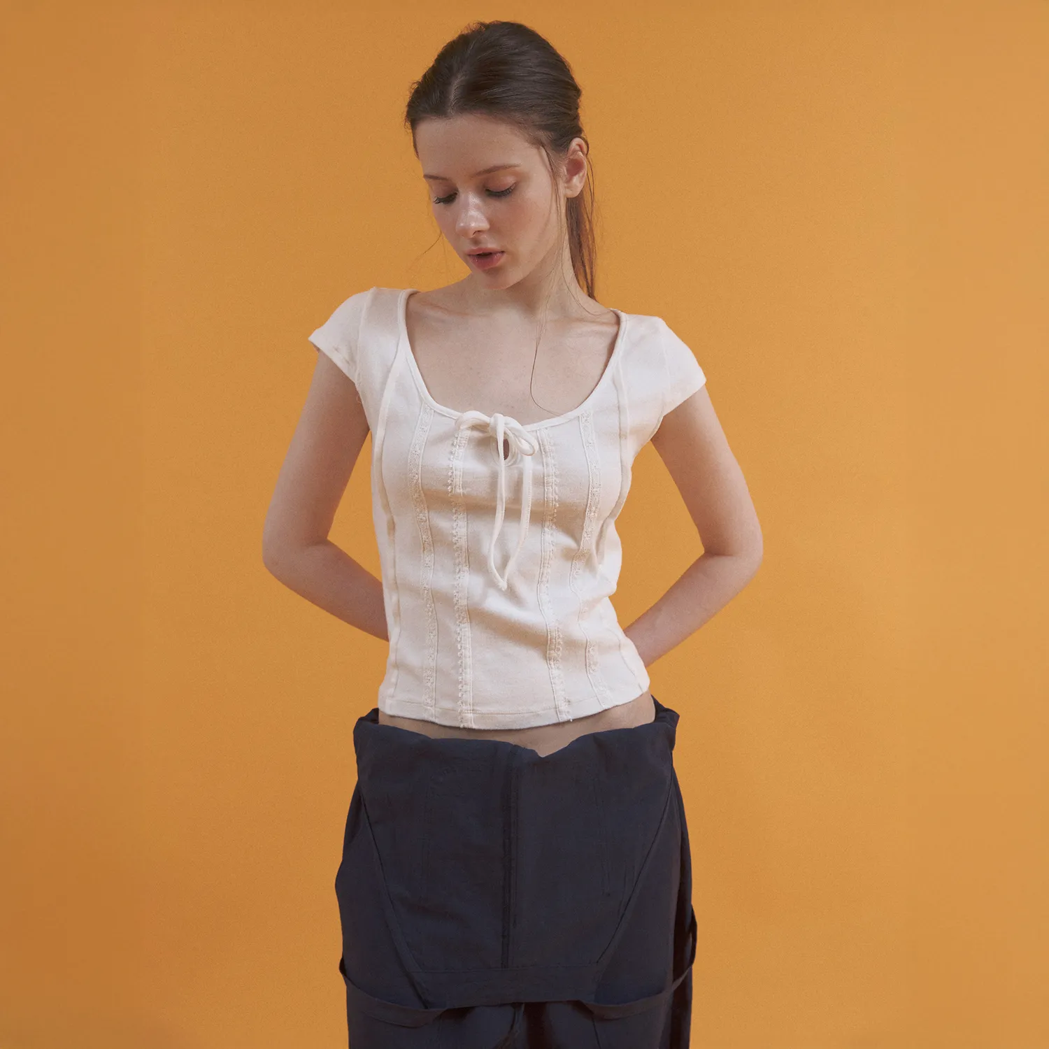 soft jersey lace top (white)