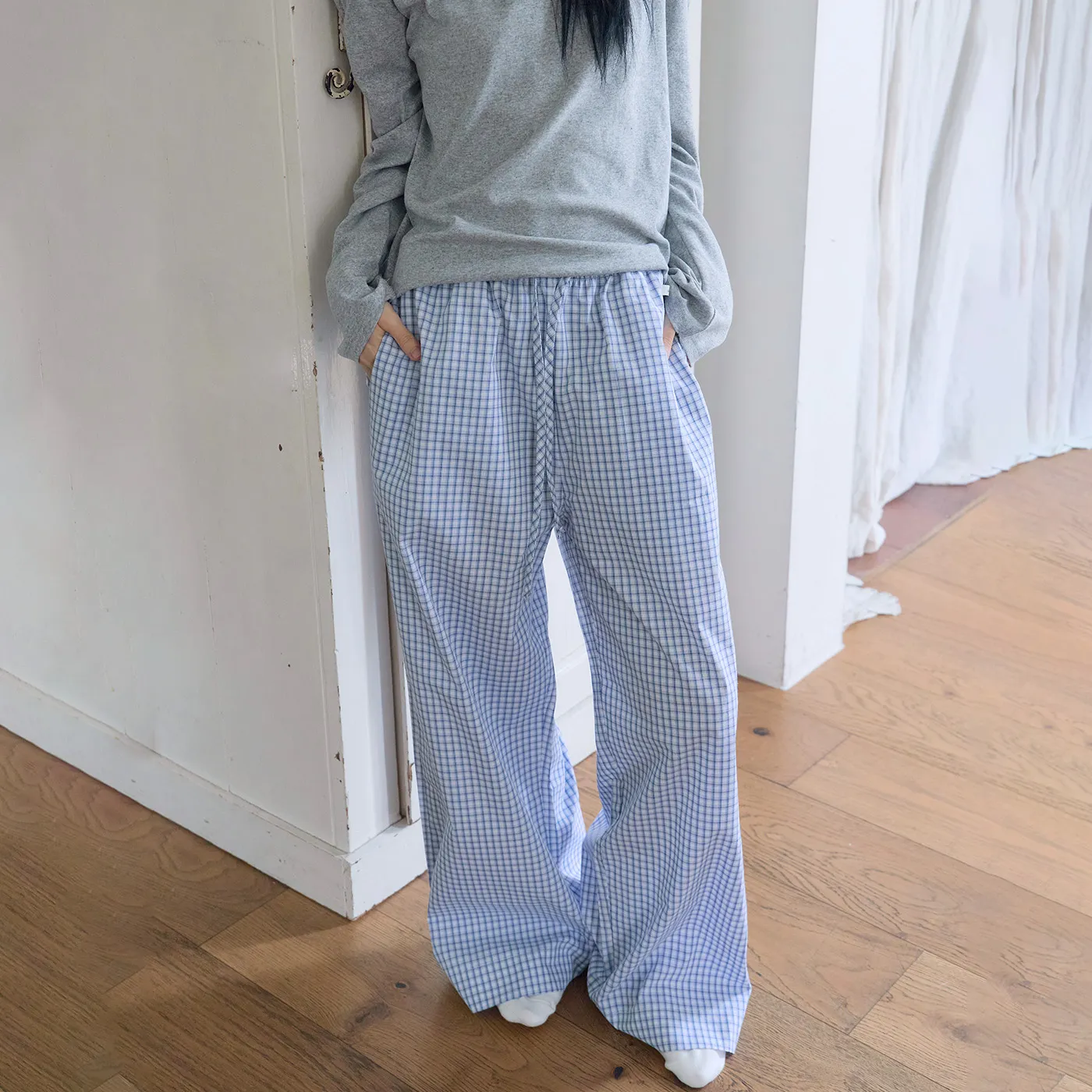 Pajama Long Pants / Blue Check 파자마팬츠