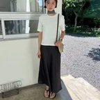 [리리ririri.xx & 29Edition] 쿨 터치 맥시 스커트_BLACK