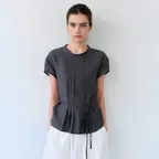 veil pleats blouse (charcoal)