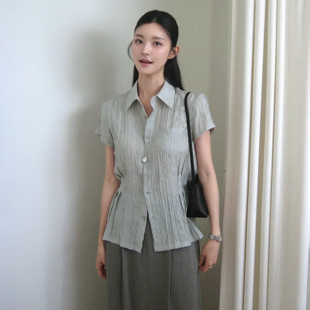 [다연 PICK][4차 재입고] ripple half shirts (dusty mint)