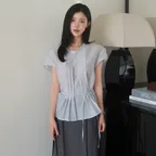 [다연 PICK][2차 재입고] veil pleats blouse (mist)