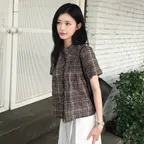 [다연 PICK][5차 재입고] lace cap blouse (brown check)