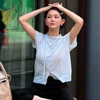 [지뚜니 PICK] 디테쳐블 스카프 숄 가디건 스카이 블루 AT6CDB008SL