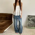 [보라끌레르PICK] Signature Low Rise Wide Jeans DCWPT004BlueB