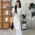 [령은PICK] SLEEK LAYERED LAP ONE PIECE - BEIGE