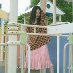 Wave Crinkled Gored Skirt (pink)