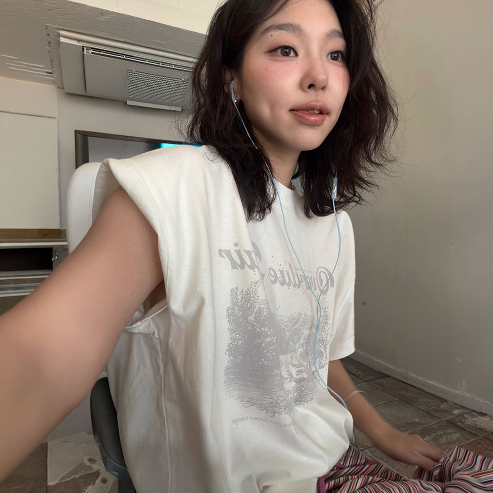 NEW VINTAGE PRINTING T-SHIRT_GLITTER WHITE