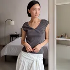 [29CM단독]Cotton Cap Sleeve T-Shirt (Charcoal)
