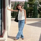 [with 다희,가훤] Curved washing denim pants