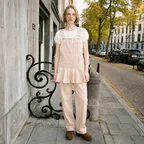 Flare Skirt Layered Overall (Ash Pink)