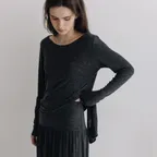 [10차] Ment Wrap-tie Top_Charcoal