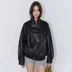 Convertible Leather Blouson (Black)