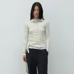 BUTTON UP WRAP T-SHIRT_CREAM [LW263TS04CR]