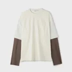 Raw Edge Layered Long Sleeve Ivory