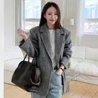 [강문경 PICK][12차][사이즈추가] Hairy Alpaca Blended Single Jacket - Charcoal