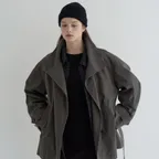 High-neck relaxed field half coat Charcoal [N6ACT02]