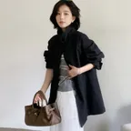 SIOT4152 하이넥 하프 트렌치 코트_Charcoal
