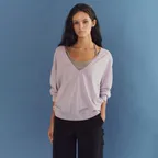 Cowl deep v-neck knit (lavender)