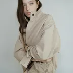 High neck check detail bomber jumper [FRFA05JP03]_Beige