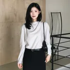 [다연PICK][프리오더] DRAPE HIGH NECK BLOUSE - GRAY