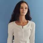 Gaia button long sleeve (white melange)