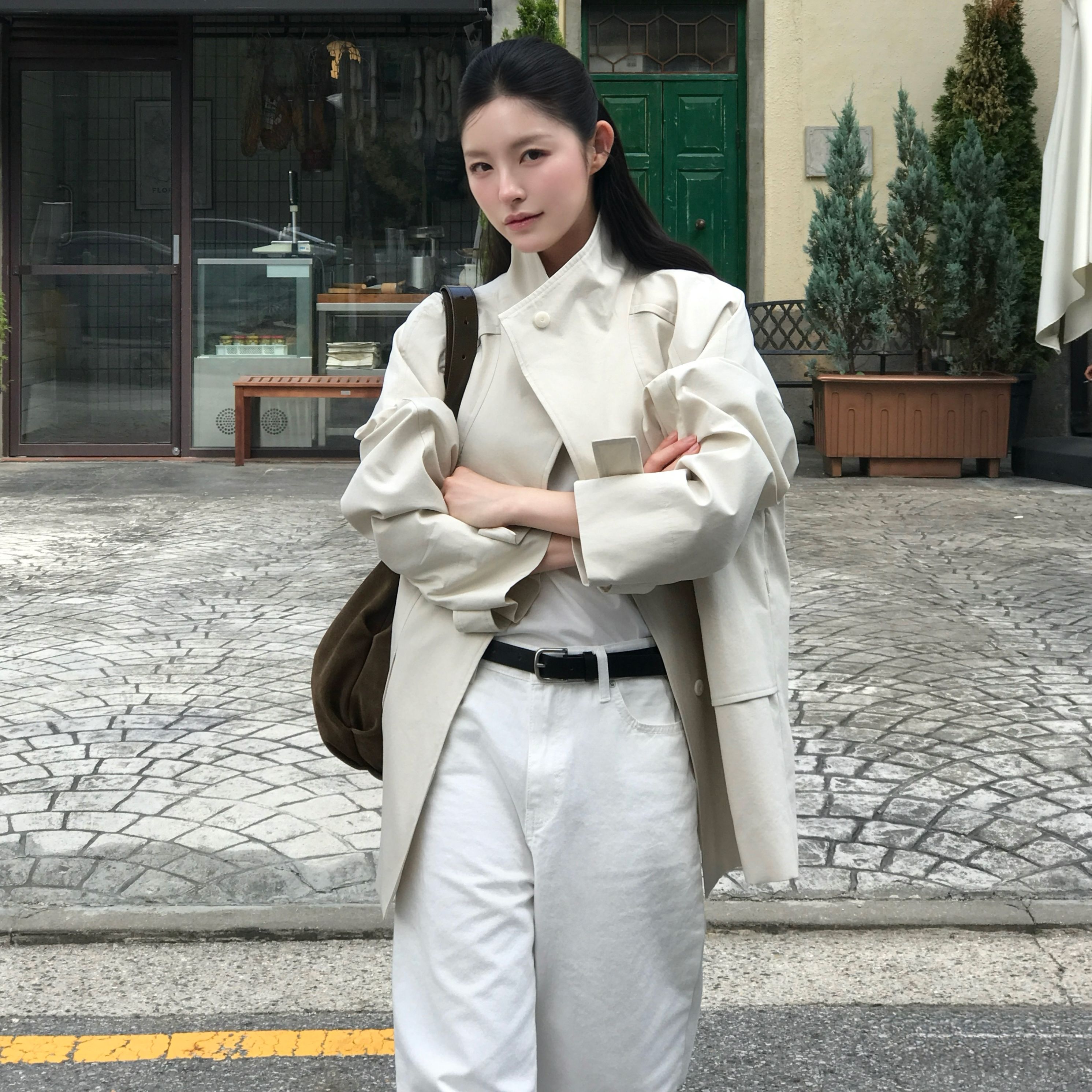 Aube Auer vent half trench coat ivory