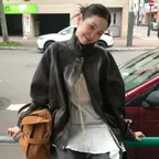 (사이즈추가)High-neck Leather Blouson Jacket VL5AJ093_2color